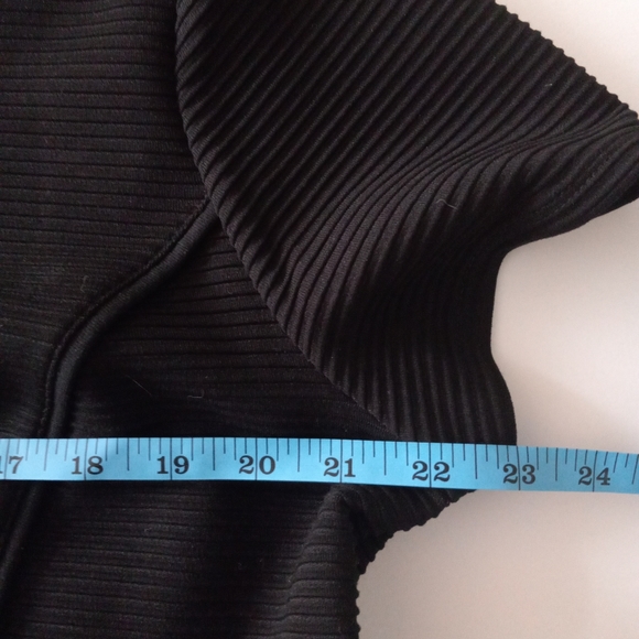 Chico's 3 (16) women's black sheath ribbed crewneck cap sleeve dress - Picture 10 of 12